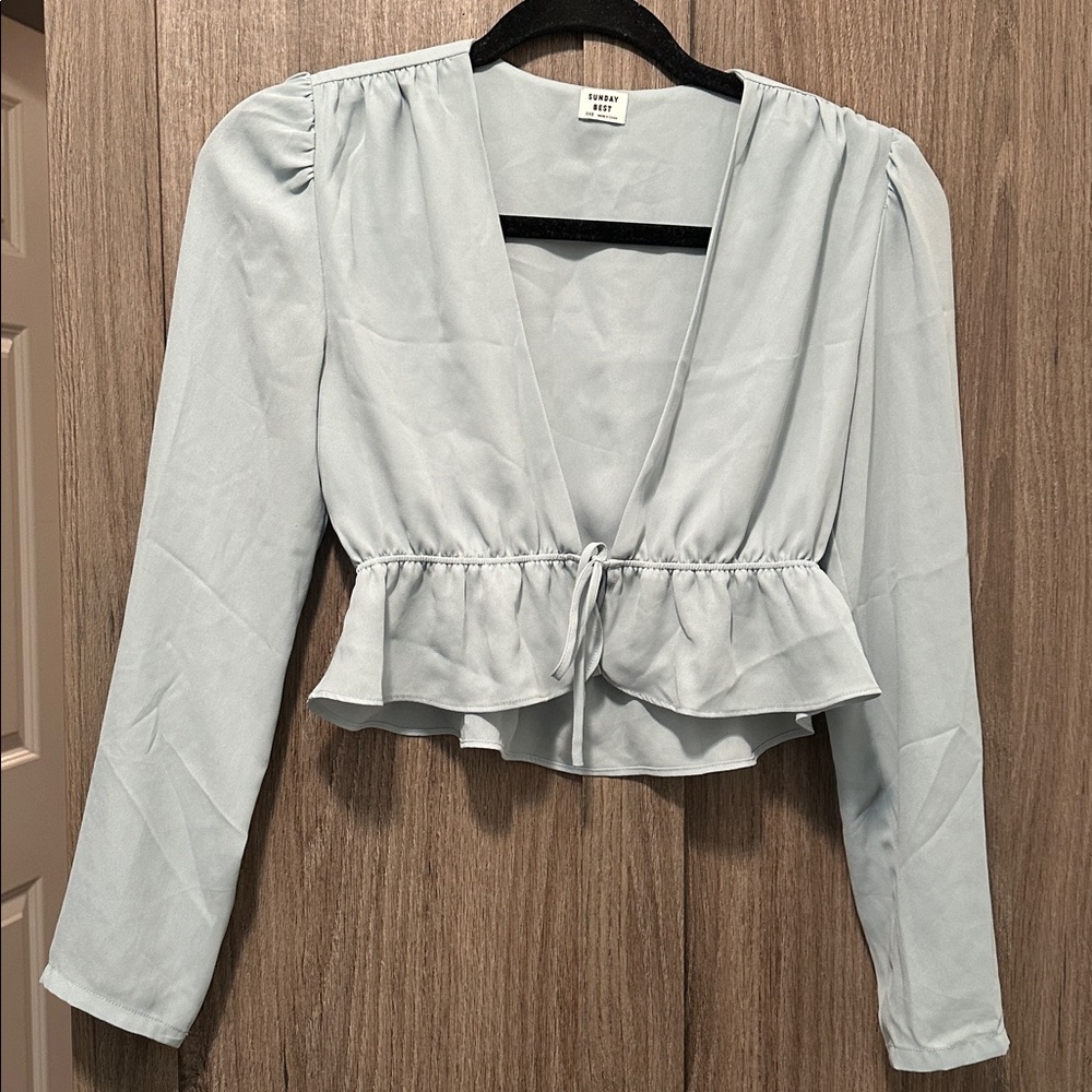Sunday Best Sky Blue Peplum Top